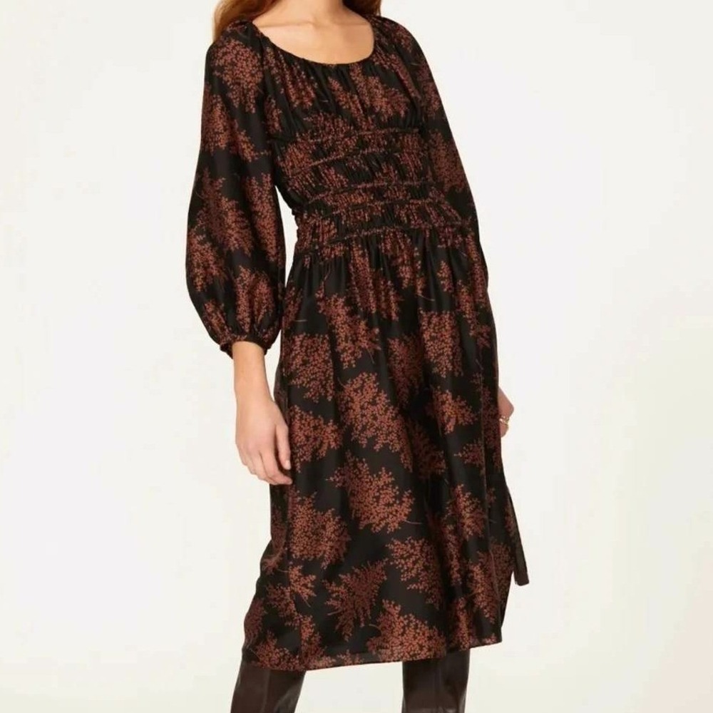 Rebecca Taylor Silk Arden Fern Dress Sz S Dark Floral Milkmaid SAMPLE